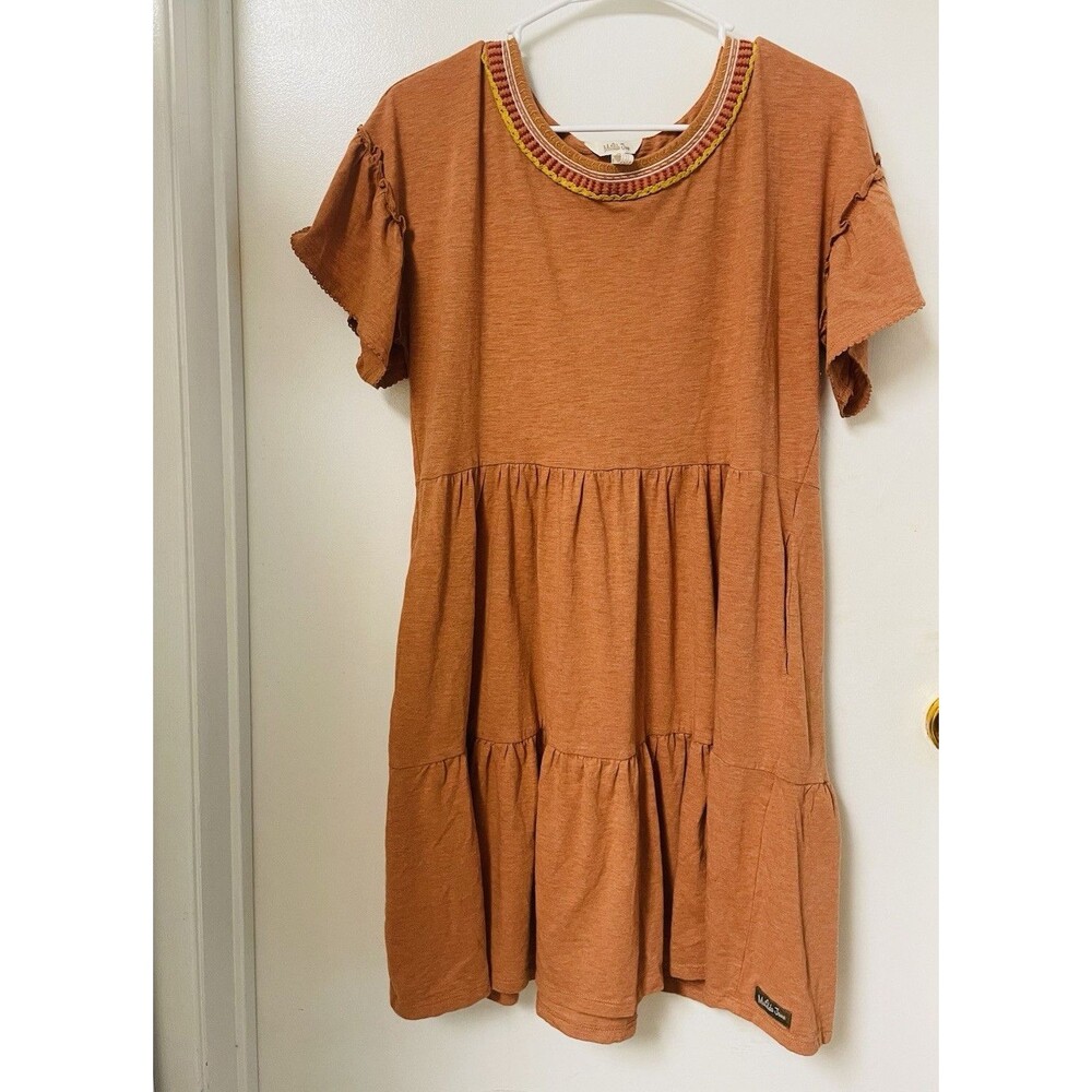Matilda Jane Girls Orange Tiered Embroidered Ruffle Sleeve Knit Dress 26